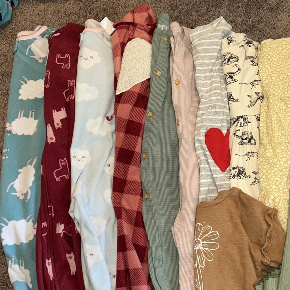 Toddler girl 24m fleece footies, rompers, dresses, tops fall/winter bundle